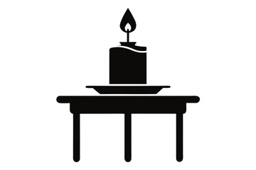 Vector art of candle on a table isolated on white background, a symbol of light, warmth, and celebration, perfect for adding a touch of elegance and serenity