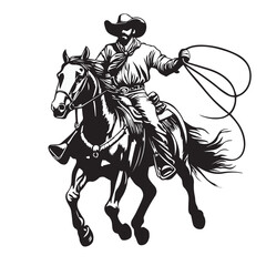 cowboy riding a horse with a lasso