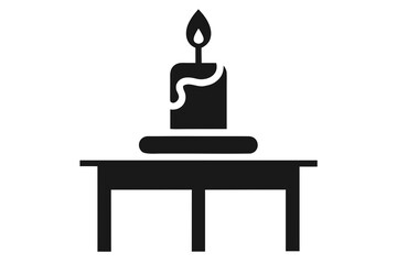 Vector art of candle on a table isolated on white background, its melting wax and flickering flame symbolizing peace, hope, and remembrance in darkness