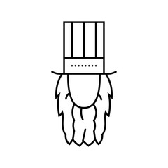 patriotic beard hat combo line icon vector illustration