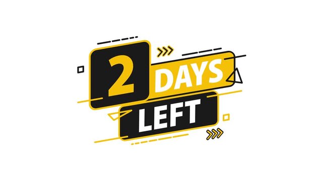Animated 2 days left countdown banner on white and green screen
