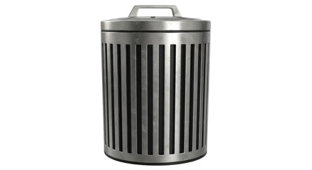 Isolated Metal Trash Can