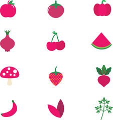 Fruits and Vegetables Icon Vector Set