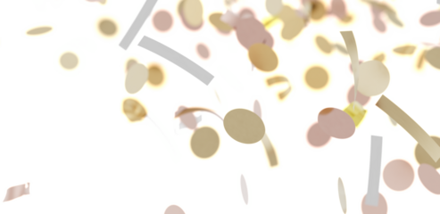 Abstract image of beige and gray confetti falling on a white background. Perfect for celebratory designs.