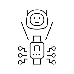 ai powered fitness coach fitness technology line icon vector illustration