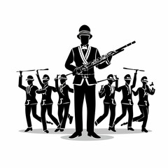 Naklejka premium Marching Band Vector Images. Silhouette Marching Band Vector Images isolated on white background.