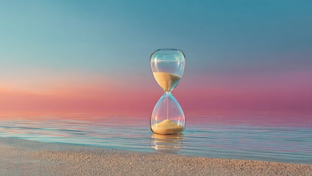 Hourglass on a beach at sunset (3)