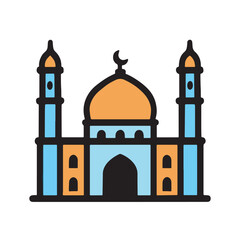 Minimalist Outline Detailed Mosque Building Religious Place of Worship Icon