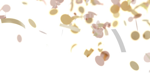 Abstract image of pastel confetti falling on white background. Perfect for celebratory designs.