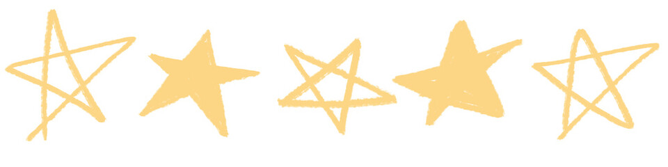 Hand-drawn aesethic, golden, yellow stars on transparent png background 