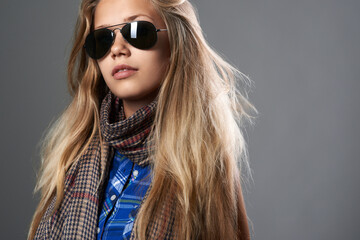 Stylish Woman with Sunglasses Wide Banner