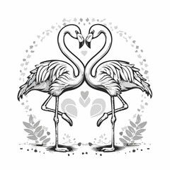 Obraz premium Two Flamingos Forming a Heart Shape image vector isolated on white background.