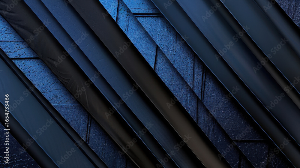 Poster sleek blue and black diagonal layers create modern and dynamic texture, showcasing depth and contras