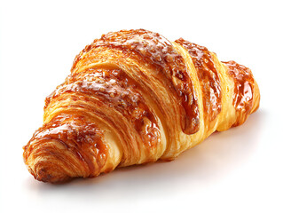 Delicious golden brown croissant glazed with sweet topping