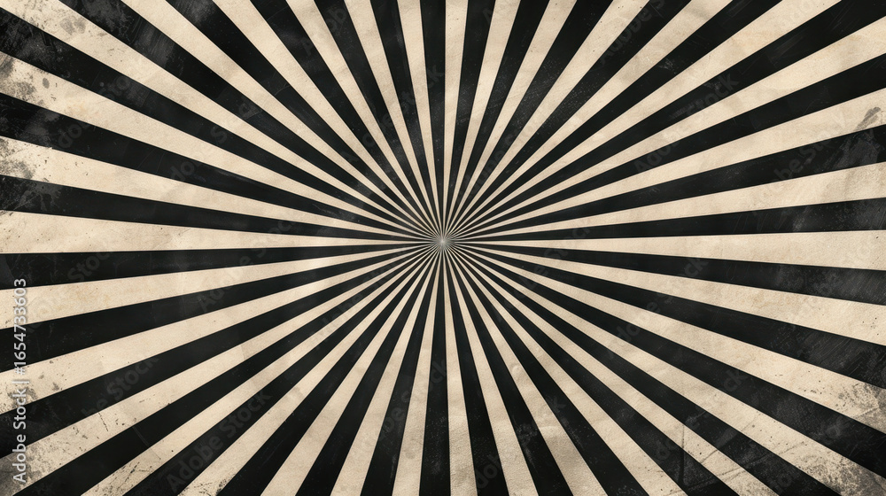 Aufkleber vintage radial background with black and beige stripes creating dynamic visual effect. design evokes