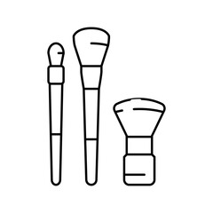 wooden makeup brush sustainable beauty line icon vector illustration