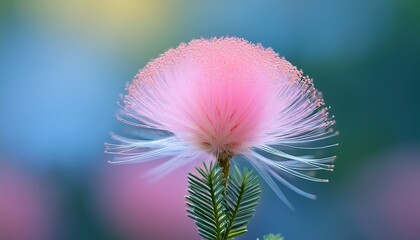 delicate single pink mimosa flower soft petals bright flower
