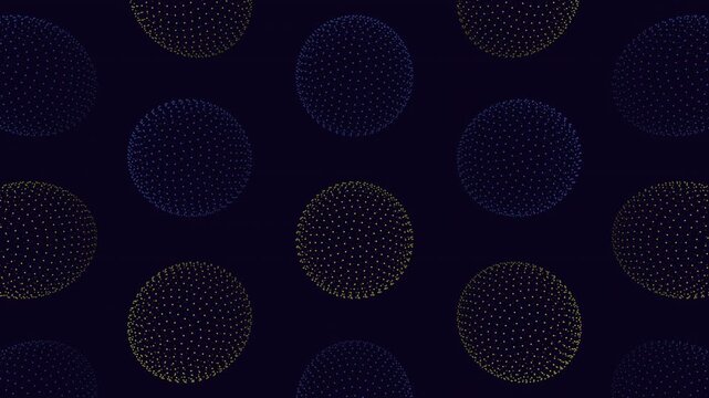 A sleek and futuristic seamless pattern featuring metallic blue and yellow circles set against a dark background. Circles overlap in a circular formation