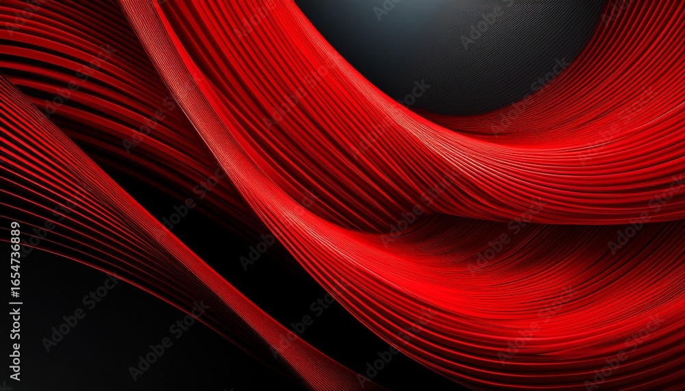 Fototapete futuristic arcs in layered motion bold red lines on black gradient background sharp geometry abstrac