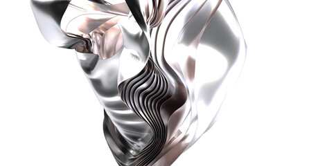Modern metallic art.  Elegant, flowing design. Perfect for tech, luxury, or abstract backgrounds.