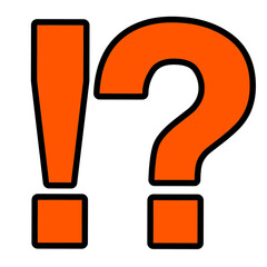 Orange Exclamation and Question Mark Icon Pair Transparent Illustration