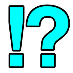 Cyan Exclamation and Question Mark Icon Illustration