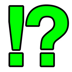 Green Exclamation and Question Mark Icon Illustration