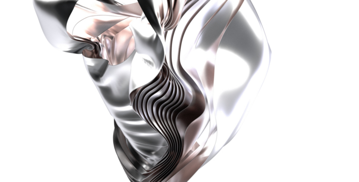 Modern metallic art.  Elegant, flowing design. Perfect for tech, luxury, or abstract backgrounds.