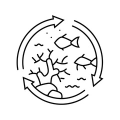 marine ecosystem world ocean line icon vector illustration
