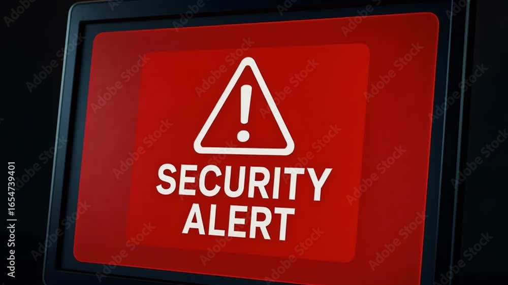 Poster cyber security alert warning on screen.
