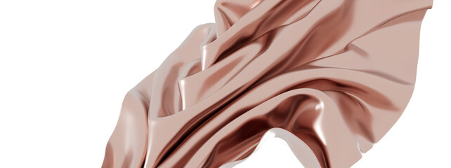 Luxury rose gold silk fabric, flowing elegantly. Perfect for fashion, beauty, and design projects.