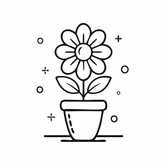 Cute Flower in vas image vector. Happy Flower Stock Illustrations on white background.