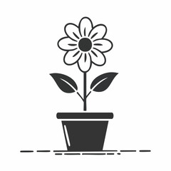 Cute Flower in vas image vector. Happy Flower Stock Illustrations on white background.