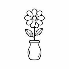 Cute Flower in vas image vector. Happy Flower Stock Illustrations on white background.