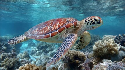 Fototapeta premium Sea turtle in coral reef
