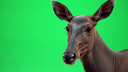 Graceful Deer-like Animal Close-Up on Bright Green Screen Background for Easy Compositing and Isolation - Powered by Adobe