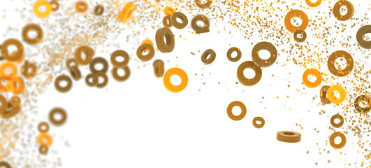 High-resolution stock photo of abstract gold rings on white background. Perfect for design projects.