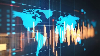 Global data visualization with world map and financial charts - Powered by Adobe