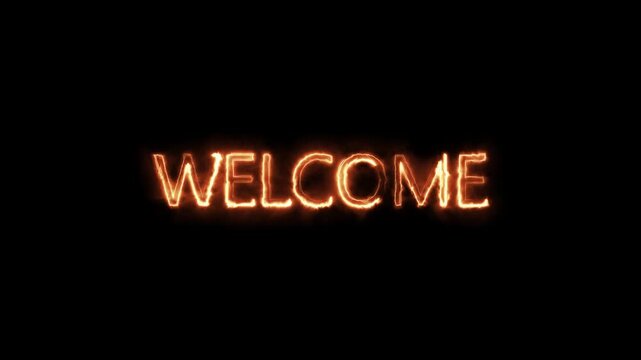 Glowing neon text welcome Isolated on Black Background