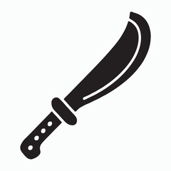 Black silhouette of a curved machete knife