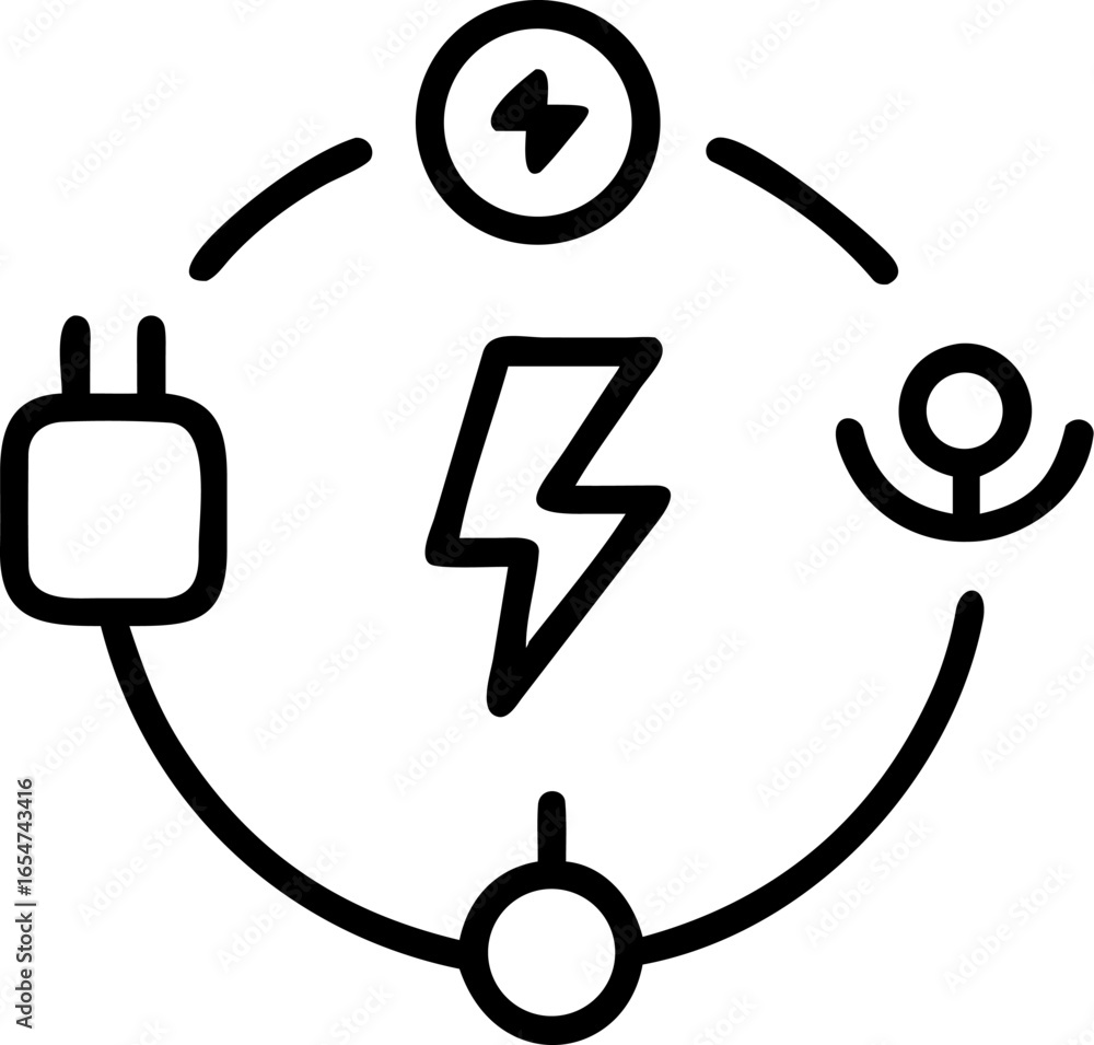 Poster modern abstract illustration of a smart grid network with interconnected nodes and flowing energy li