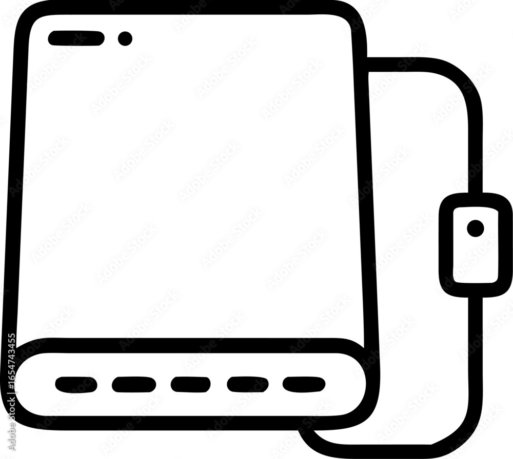 Poster clean vector illustration of a modern external hard drive with a sleek casing and connection port pe