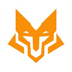 Fototapeta premium Geometric fox head icon, front view, on a white background, for branding and design