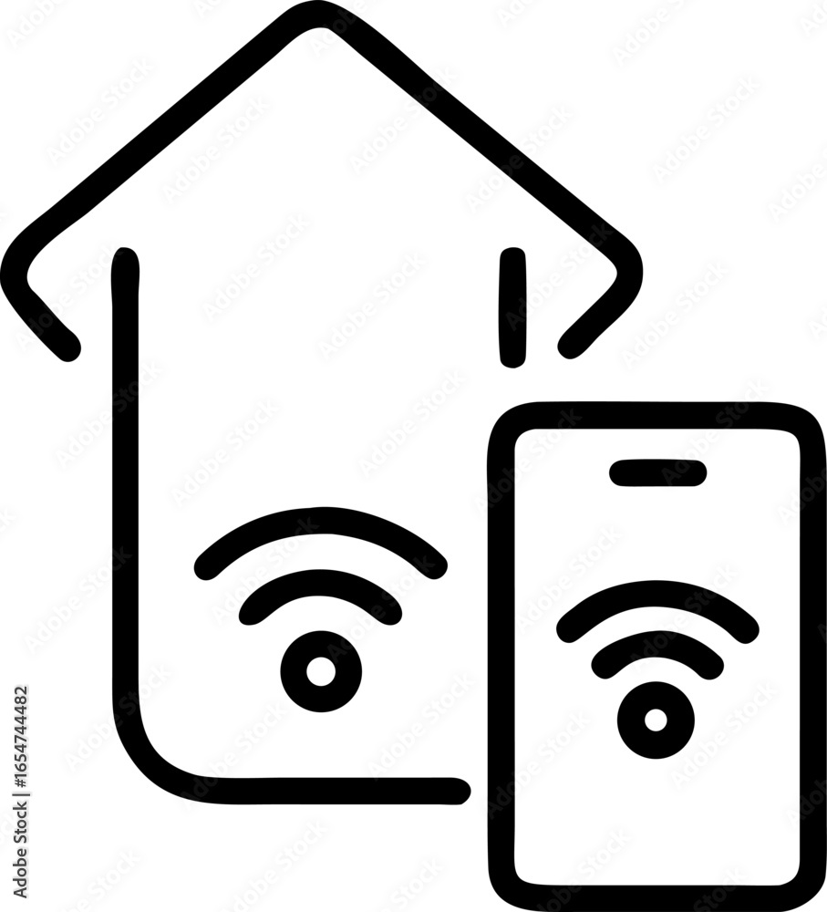 Poster modern smart home hub interface design with connectivity icons and digital elements representing aut