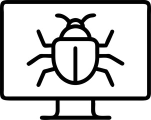 Digital illustration of a stylized insect representing malware or a computer virus with a tech inspired aesthetic and dark ominous undertones