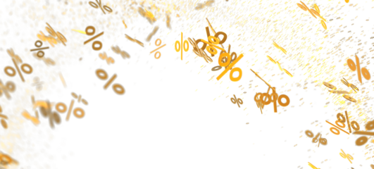 Abstract background with golden percent symbols. Perfect for sale banners, marketing materials, and financial visuals.
