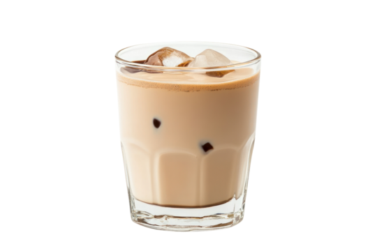 Iced Coffee Delight: A refreshing glass of iced coffee, with ice cubes, perfectly captures the cool, invigorating essence of a classic, caffeinated beverage. 