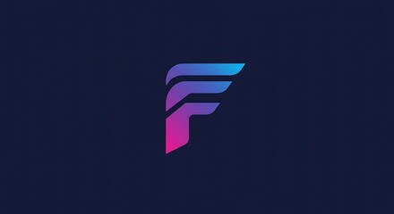Abstract letter F logo design with gradient colors on a dark blue background, creating a modern and stylish graphic element.