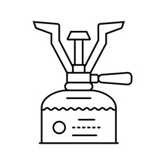 compact camping stove ultralight trekking line icon vector illustration