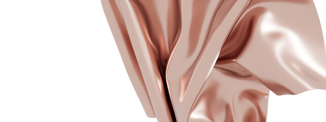 Luxury rose gold silk texture. Elegant background for beauty, fashion, or product displays.